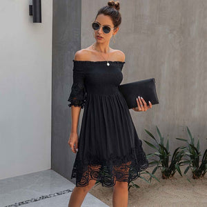 Black Lace Off Shoulder Dress