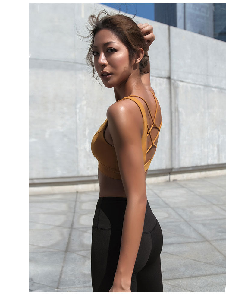 Caged Back Padded Yoga Crop Top