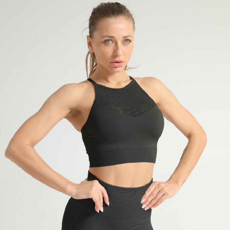 Seamless Crop Top Push Up Yoga Bra