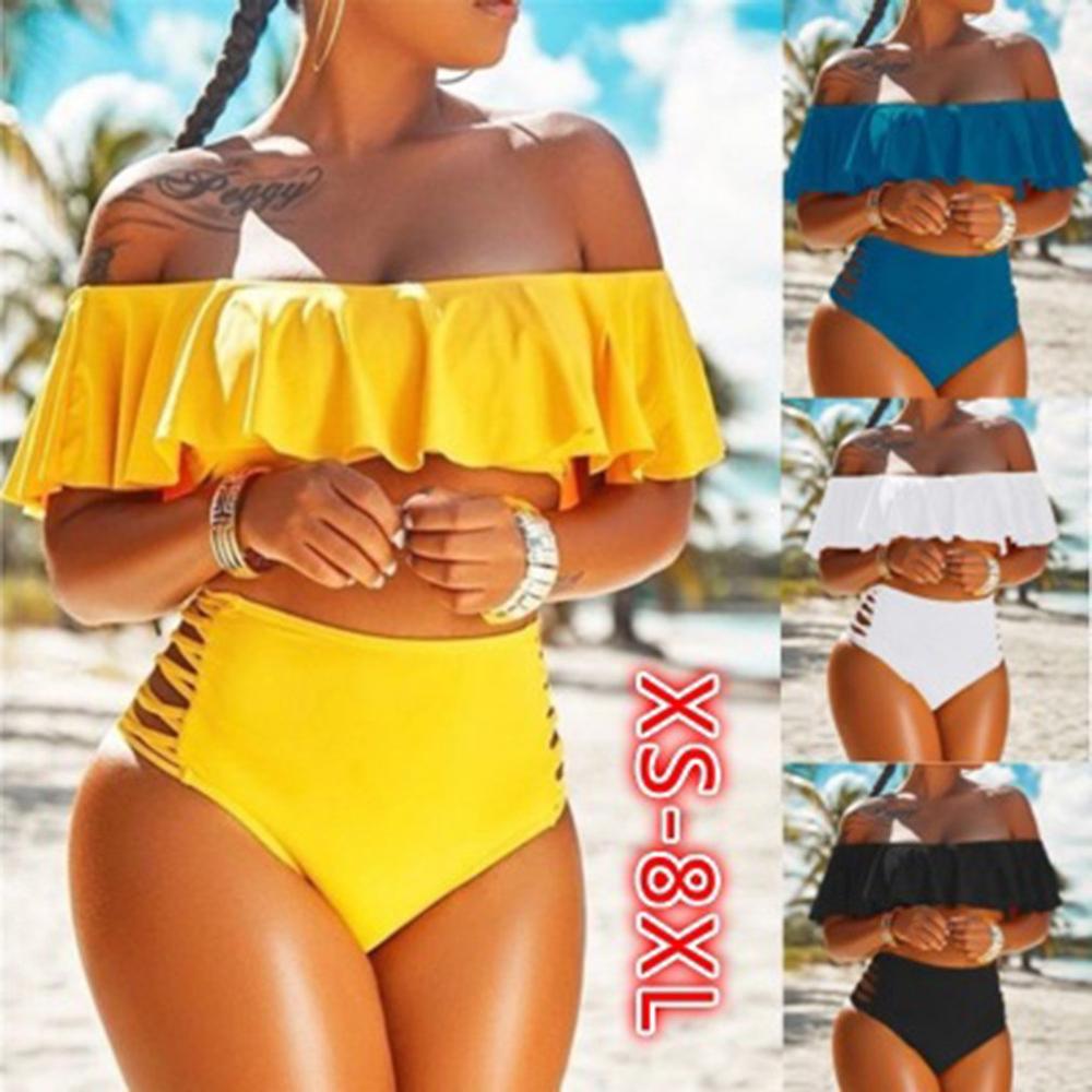 Ruffled Two Piece Halter Top Bikini