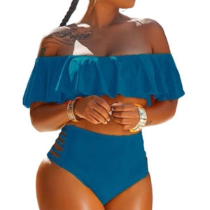 Ruffled Two Piece Halter Top Bikini