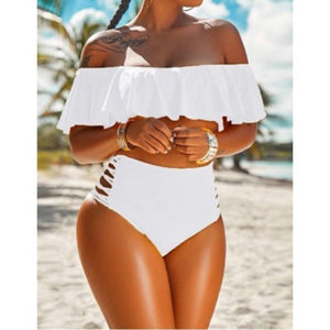 Ruffled Two Piece Halter Top Bikini