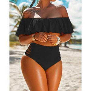 Ruffled Two Piece Halter Top Bikini