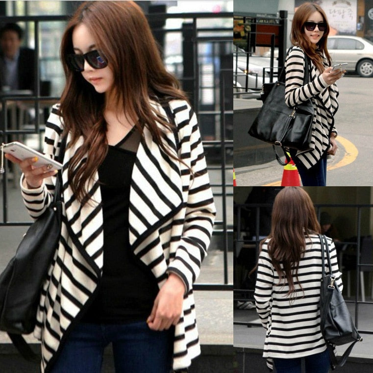 Striped Long Sleeve Cardigan