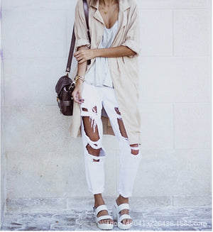 White Ripped Boyfriend Jeans