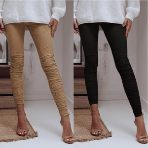 Ruched Suede stretch pencil Pants