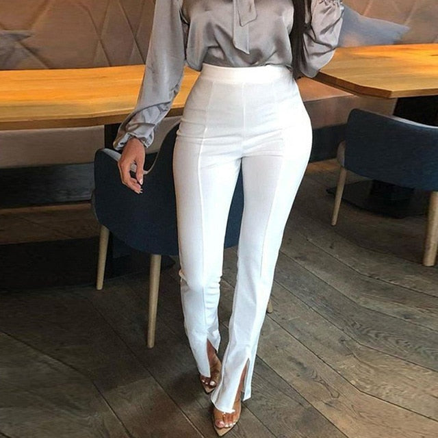 Women Front Slit Pencil Pants